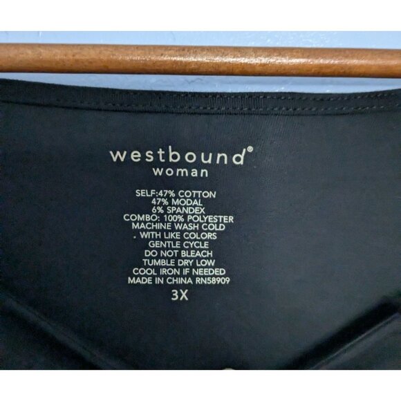 Westbound Woman Black 3X Flowy Tunic Top Ruffle Sleeves Sheer Accents - Picture 3 of 11